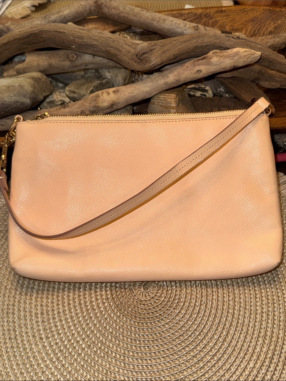 Coach Pebbled Leather Clutch-Shoulder Bag in Blush - Picture 2 of 6